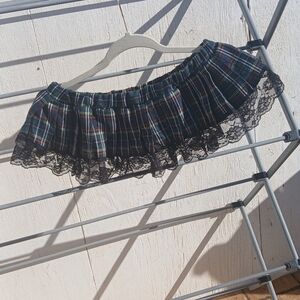 Plaid Lace Trim Skirt Intimate Lingerie